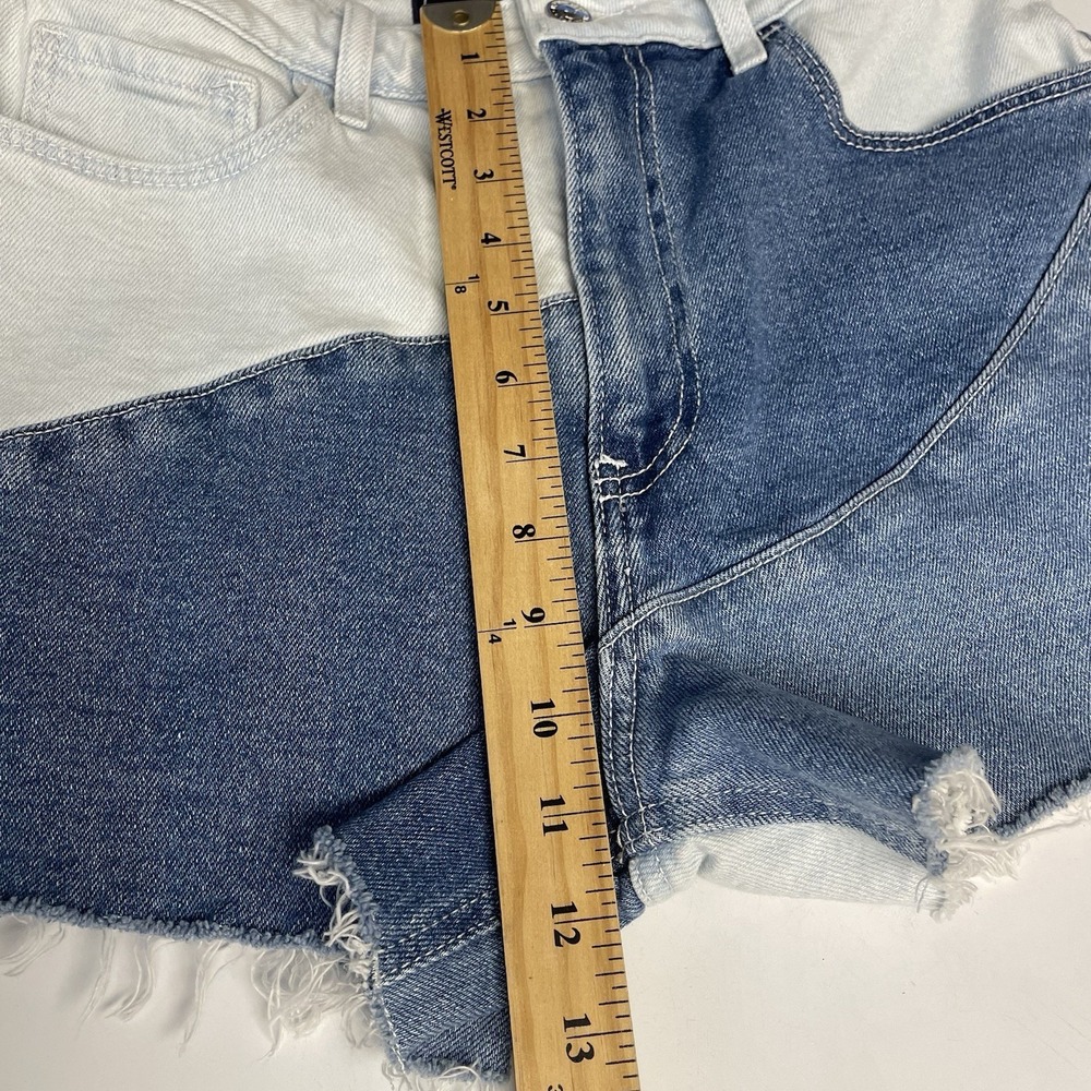 Hollister Mom Shorts Womens 7/28 Ultra High Rise Patchwork Denim Boho Festival - Picture 7 of 8